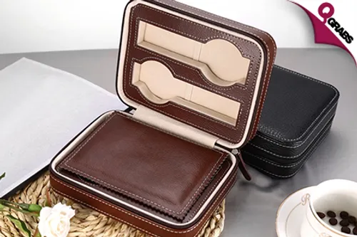 From QR75 Protect Your Time Pieces with a Travel Case for Watches - Available in Black OR Dark Brown! (Up to QR398 Value)